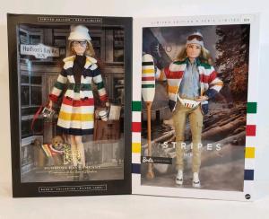 2 PC HUDSON'S BAY BARBIE DOLL LOT COMPANY & HBC STRIPES MATTEL NRFB