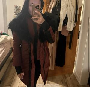 1200$ Rudsak Burgundy Puffer Jacket Sz P/S Raccoon fur