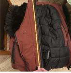 1200$ Rudsak Burgundy Puffer Jacket Sz P/S Raccoon fur