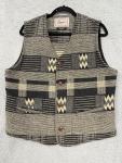 Cream Wool Vest Mens Medium Gray Black Geometric Pattern Made in Canada Outdoors