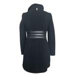 Mackage Military/Band Style Wool Coat Size M Black Leather Trim Classic