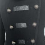 Mackage Military/Band Style Wool Coat Size M Black Leather Trim Classic