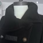 Mackage Military/Band Style Wool Coat Size M Black Leather Trim Classic