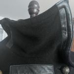 Mackage Military/Band Style Wool Coat Size M Black Leather Trim Classic