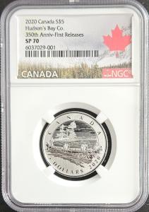 TOP POP 2020 Canada Silver $5 Hudson's Bay Company 350th Ann. NGC SP70
