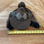 Nobis Teabag the 4th Knit Aviator Hat Plaid Pom Lambswool Unisex One Size NEW