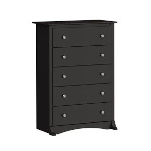 Prepac Sonoma Superior 5-Drawer Chest for Bedroom - Spacious and Stylish Chest of Drawers, Measuring 17.75"D x 31.5"W x 44.75"H, In Black Finish