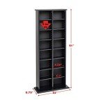Prepac 2 Column Tall Cabinet Media Storage, 22" Wide, Black