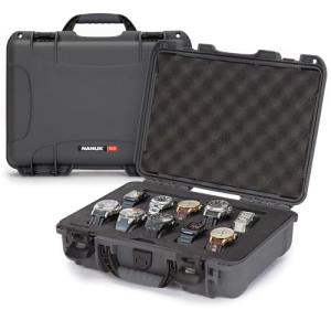 NANUK 910 Waterproof Watch Travel Case - 10 Slot Watch Briefcase, Impact-Resistant, Dustproof, Carry-On Approved, Premium Foam Interior, 14.3" x 11.1" x 4.7" - Made in North America (Graphite)