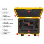 Nanuk 910 Waterproof 2UP Classic Pistol Hard Case - Yellow