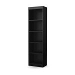 South Shore Furniture Axess Collection 5-Shelf Narrow Bookcase, Pure Black