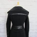 MACKAGE Luxury Black Wool Cashmere Blend Coat / Pea Coat Leather Trim size XS