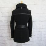 MACKAGE Luxury Black Wool Cashmere Blend Coat / Pea Coat Leather Trim size XS