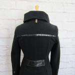 MACKAGE Luxury Black Wool Cashmere Blend Coat / Pea Coat Leather Trim size XS