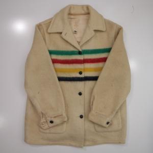 Antique Vintage Hudson Hudson’s Bay Point Blanket Jacket Coat Women L/XL stripe