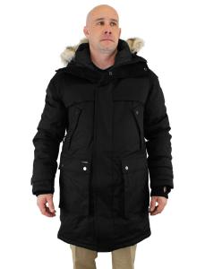 Nobis Men's Yatesy Parka, White Duck Down Crosshatch Fur Trim Long Parka Jacket