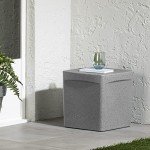 South Shore Furniture Dalya Square Outdoor Side Table, Mottled Gray, Scandinavian