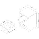 South Shore Furniture 12416 Tassio 1-Drawer Nightstand-Weathered Oak