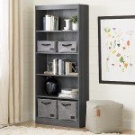 South Shore Furniture 5-Shelf Storage Bookcase, Gray Oak