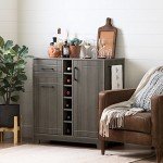 South Shore Furniture 11029 Vietti Bar Cabinet with Bottle and Glass Storage, Gray Maple