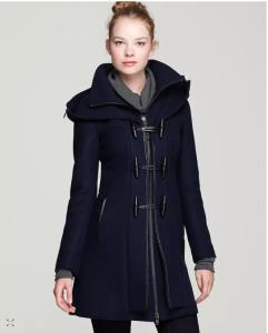 Mackage Steffy Wool blend Coat with Toggle and Zip Off Hood size S Navy