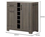 South Shore Furniture 11029 Vietti Bar Cabinet with Bottle and Glass Storage, Gray Maple