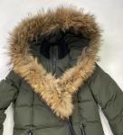 Mackage Kay Mid Lenght Down Hooded Fur Jacket Coat Women Medium Army Green