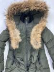 Mackage Kay Mid Lenght Down Hooded Fur Jacket Coat Women Medium Army Green
