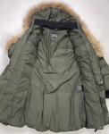 Mackage Kay Mid Lenght Down Hooded Fur Jacket Coat Women Medium Army Green