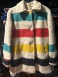 Vintage Hudson’s Bay Company Point Blanket Striped Wool Coat Women RARE England
