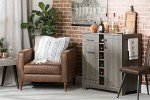 South Shore Furniture 11029 Vietti Bar Cabinet with Bottle and Glass Storage, Gray Maple