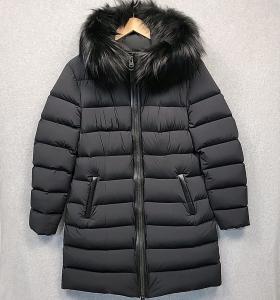 MACKAGE CALLA-X Down Womens XL Black SilverFox Fur Hood Leather Trim Warm Luxury