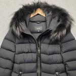 MACKAGE CALLA-X Down Womens XL Black SilverFox Fur Hood Leather Trim Warm Luxury