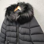 MACKAGE CALLA-X Down Womens XL Black SilverFox Fur Hood Leather Trim Warm Luxury