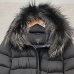 MACKAGE CALLA-X Down Womens XL Black SilverFox Fur Hood Leather Trim Warm Luxury