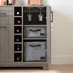 South Shore Furniture 11029 Vietti Bar Cabinet with Bottle and Glass Storage, Gray Maple