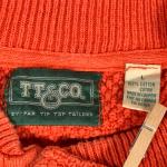 Vintage TT Co Sweater Adult LARGE Orange Henley Textured Knit Thermal Canada 90s