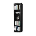 South Shore Furniture Axess Collection 5-Shelf Narrow Bookcase, Pure Black