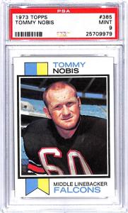 1973 Topps #385 Tommy Nobis Atlanta Falcons Football Card PSA 9 MINT ID:45162
