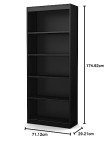 South Shore Furniture Axess Collection, 5-Shelf Bookcase, Black