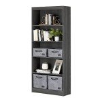 South Shore Furniture 5-Shelf Storage Bookcase, Gray Oak