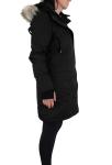 Nobis Merideth Parka Jacket, Women's Cross-Hatch with Fur Trimmed Hood, Black