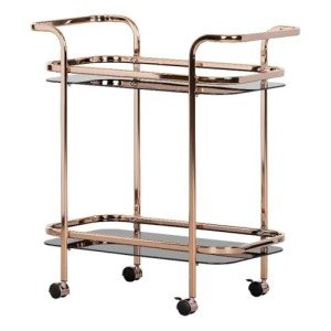 South Shore Furniture South Shore Maliza Bar Cart, Rose Gold and Smoked Glass