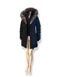 New $1250 MACKAGE Adali Layered Mid Length Down Coat Full Zip Black sz XXS