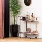 South Shore Furniture South Shore Maliza Bar Cart, Rose Gold and Smoked Glass