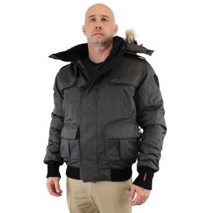 Nobis Cartel Bomber Jacket, Men's Duck Down Polyester Cross-Hatch Coat, Hooded