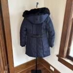 Mackage NWT Women Small Navy Black Fur Duck Down Winter Coat Shearling Hood NOTE