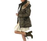 RUD by Rudsak Olive Green Valente Down Puffer Jacket Fur Hood Women’s XL Warm