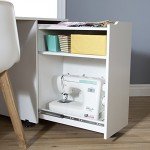 South Shore Furniture Crea Sewing Craft Table on Wheels Pure White, Contemporary