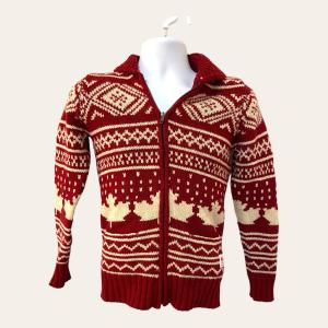 Hudson Bay Womens XS Official Canada Olympics Lambswool Zip Sweater VTG